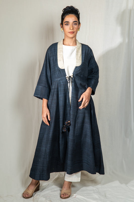 MORALFIBRE  ERISILK OPEN OVERLAY WITH INTRICATE ZARDOSI  BUTTA  AT BACK  FROM "SHAPES COLLECTION"