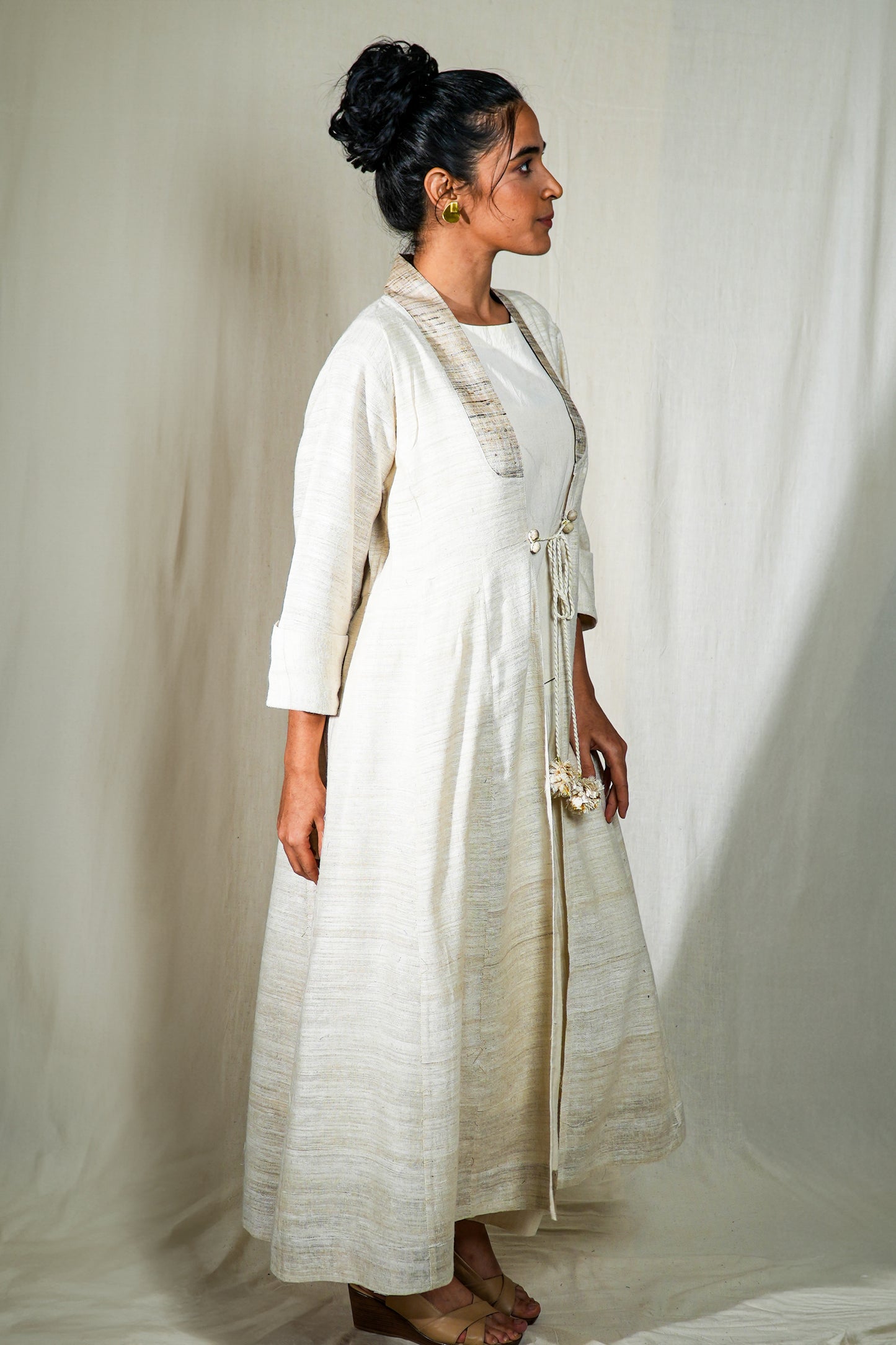 MORALFIBRE  ERISILK OPEN OVERLAY WITH INTRICATE ZARDOSI  BUTTA  AT BACK  FROM "SHAPES COLLECTION"