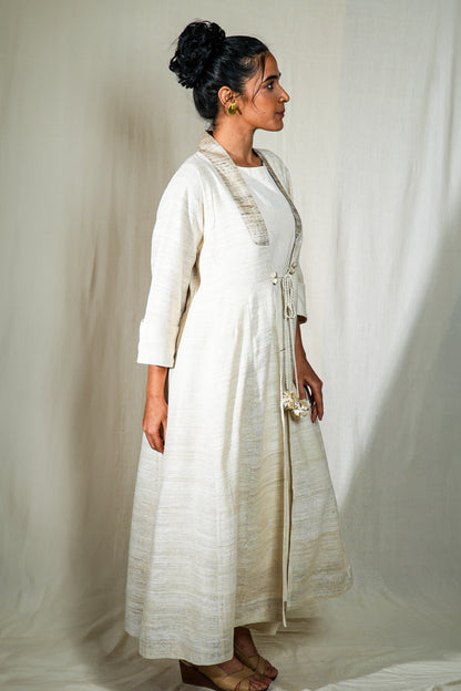 MORALFIBRE  ERISILK OPEN OVERLAY WITH INTRICATE ZARDOSI  BUTTA  AT BACK  FROM "SHAPES COLLECTION"