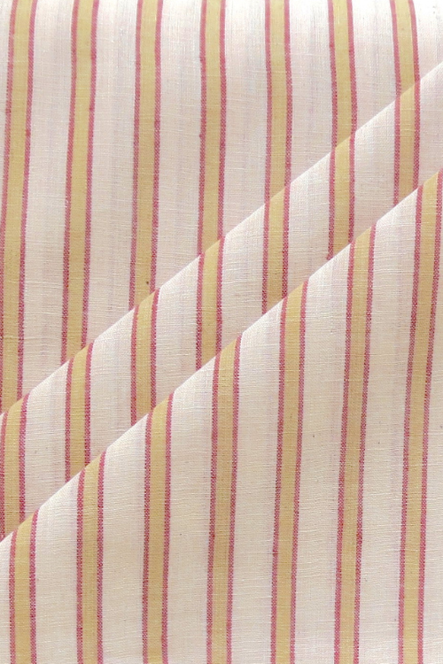 Red & Mustard Stripe Organic Cotton Fabric