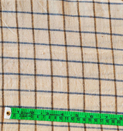 MORALFIBRE 100% Cotton handspun handwoven Blue and Black 1" checks  fabric