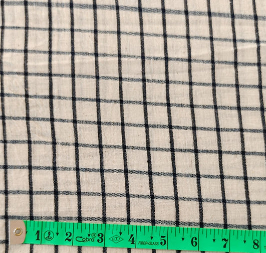 MORALFIBRE 100% Cotton handspun handwoven Dark Navy Blue 1" checks  fabric  1" checks  fabric