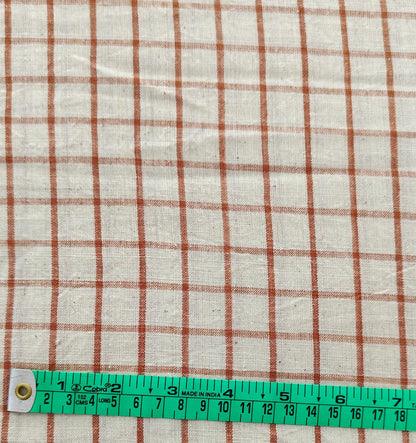 MORALFIBRE 100% Cotton handspun handwoven Brown 1" checks  fabric  1" checks  fabric
