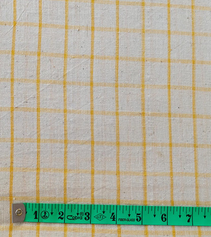 MORALFIBRE 100% Cotton handspun handwoven Yellow 1" checks  fabric  1" checks  fabric