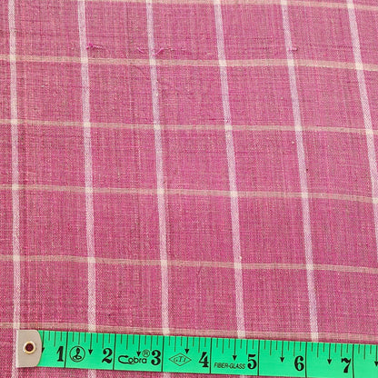 MORALFIBRE 100% Cotton handspun handwoven Pink and Cream 1.5" checks  fabric  1.5" checks  fabric