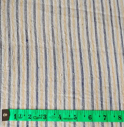 MORALFIBRE 100% Cotton handspun handwoven Blue & Yellow Thin twin Stripes Fabric
