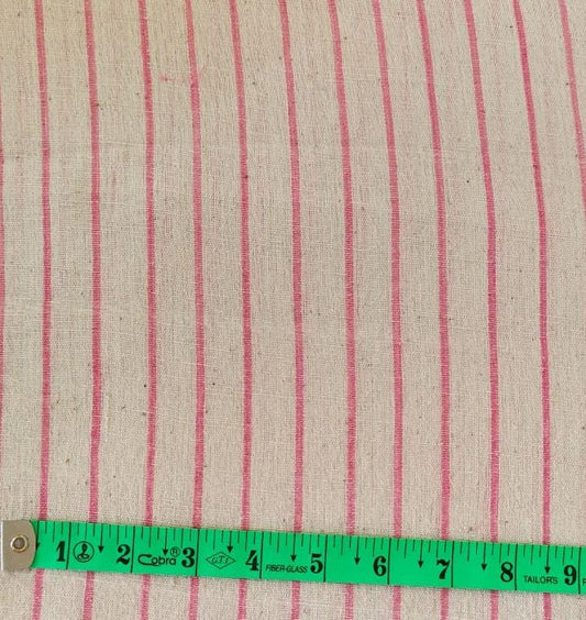 MORALFIBRE 100% Cotton handspun handwoven Pink  Bold stripe fabric