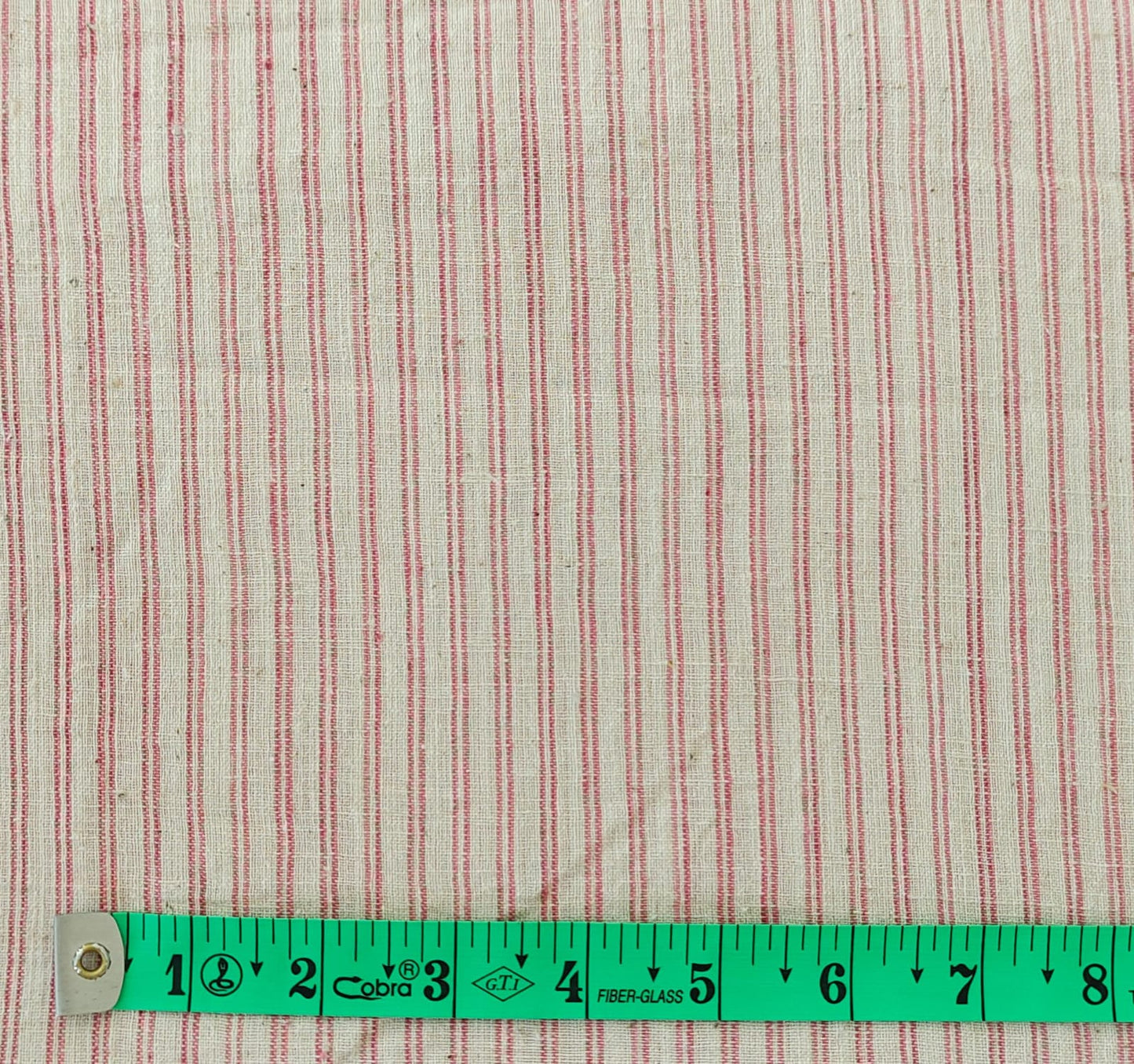 MORALFIBRE 100% Cotton handspun handwoven Pink Thin twin Stripes Fabric