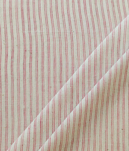 MORALFIBRE 100% Cotton handspun handwoven Pink Thin twin Stripes Fabric