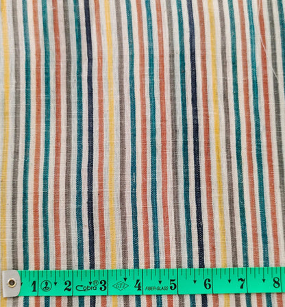 MORALFIBRE 100% Cotton handspun handwoven Cyan Green Multi Bold Stripes Fabric