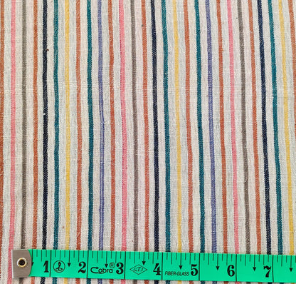 MORALFIBRE 100% Cotton handspun handwoven Pink   Multi Bold Stripes Fabric