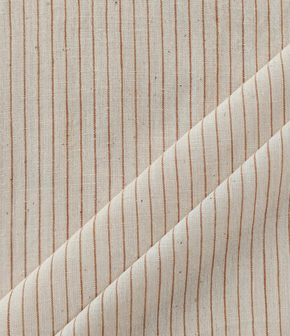 MORALFIBRE 100% Cotton handspun handwoven Brown Thin Stripes Fabric
