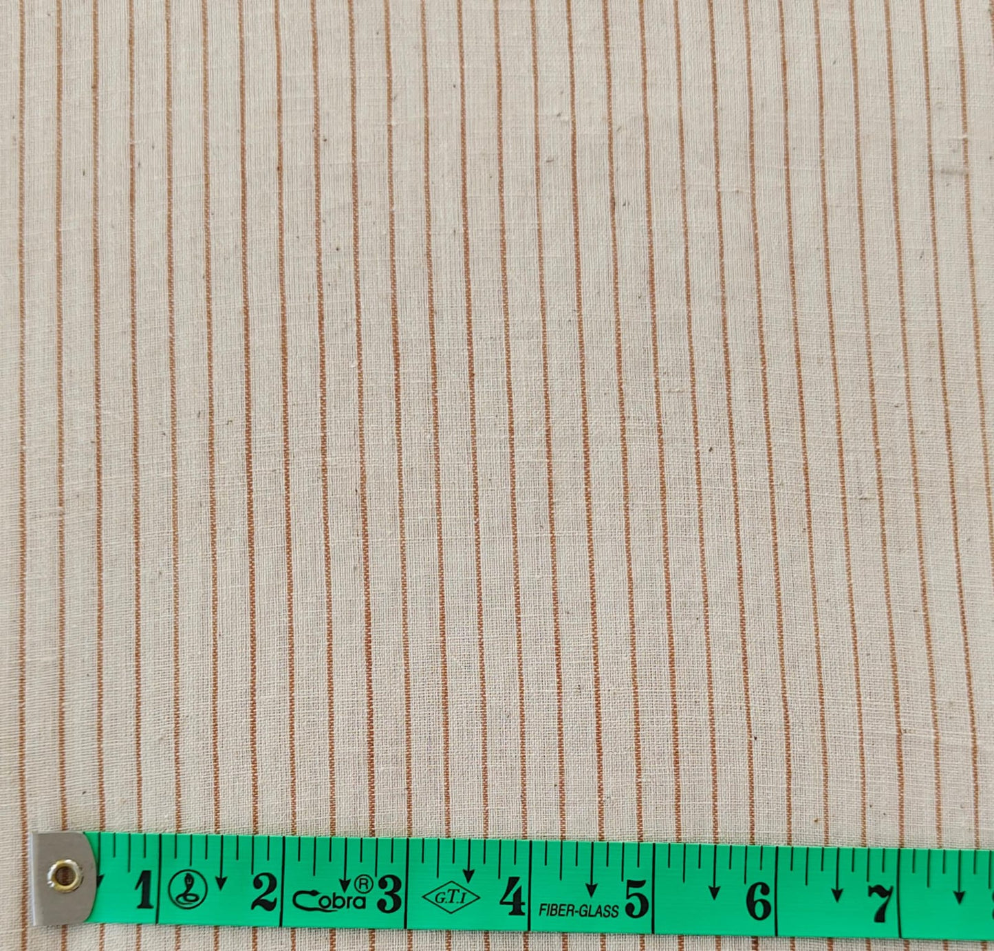 MORALFIBRE 100% Cotton handspun handwoven Brown Thin Stripes Fabric