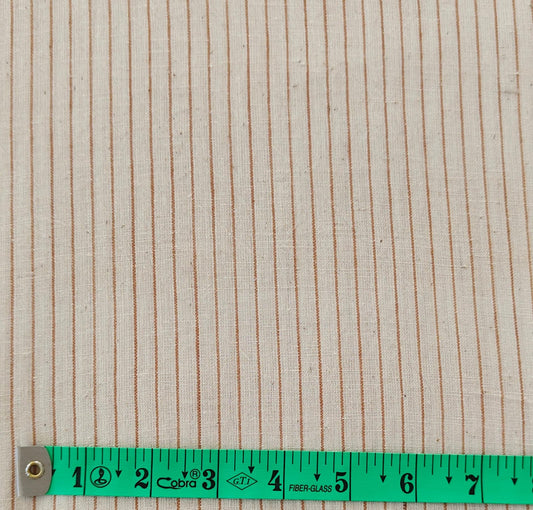 MORALFIBRE 100% Cotton handspun handwoven Brown Thin Stripes Fabric