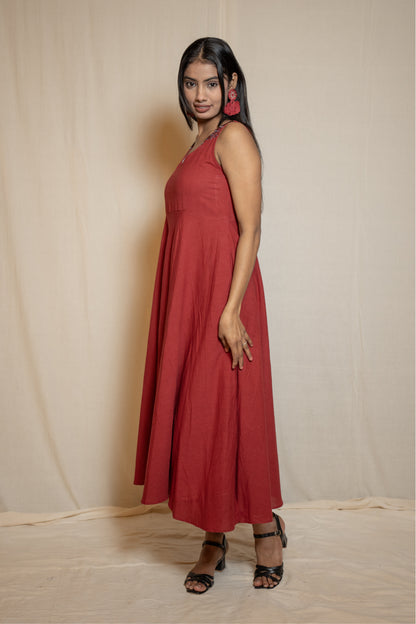 MORALFIBRE POMEGRANTE EVENING DRESS