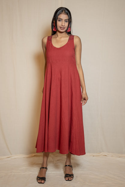 MORALFIBRE POMEGRANTE EVENING DRESS
