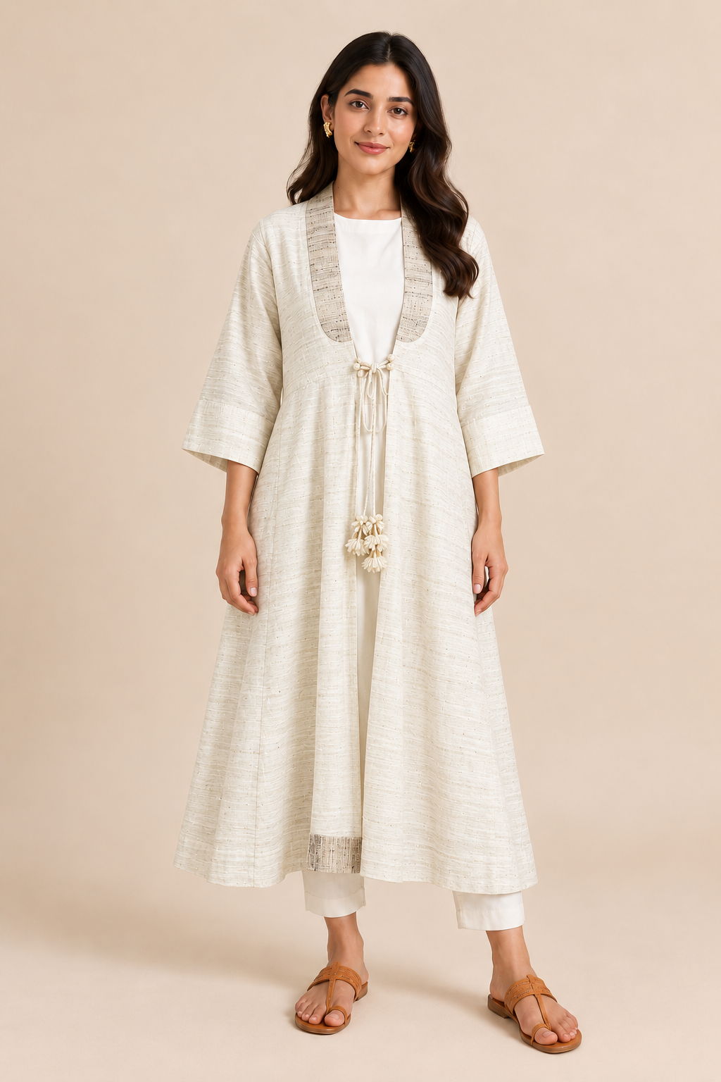 MORALFIBRE  ERISILK OPEN OVERLAY WITH INTRICATE ZARDOSI  BUTTA  AT BACK  FROM 