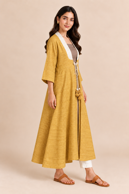 MORALFIBRE  ERISILK OPEN OVERLAY WITH INTRICATE ZARDOSI  BUTTA  AT BACK  FROM "SHAPES COLLECTION"
