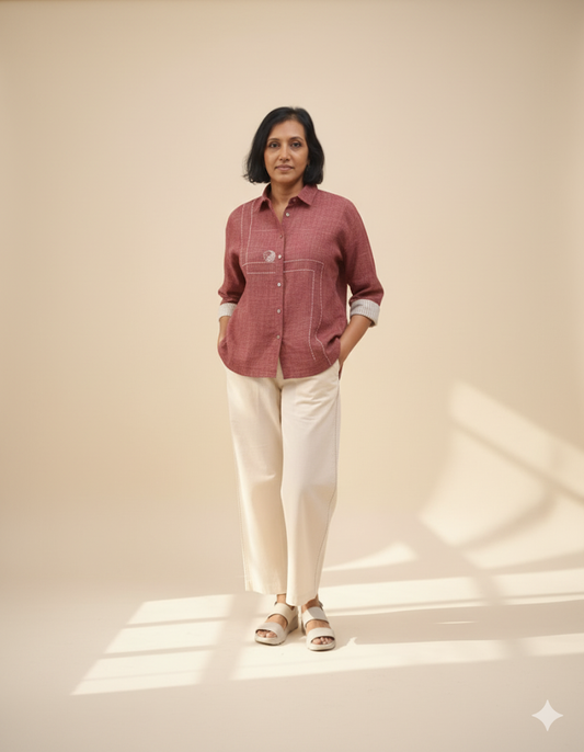 MORALFIBRE KIMONO SHIRT WITH STRIPED DETAILS