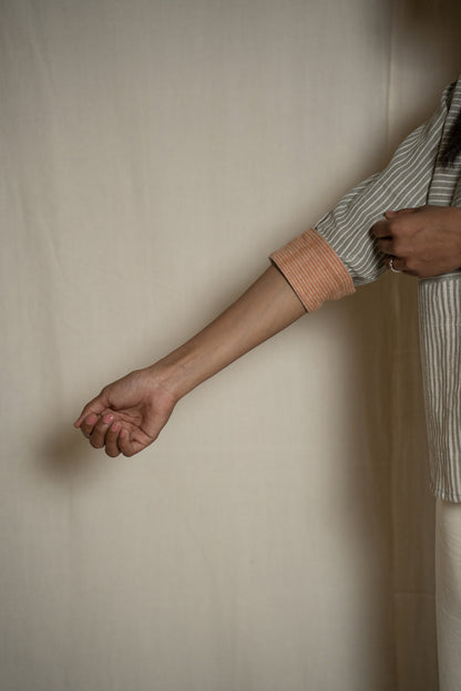 MORALFIBRE  WABI SABI  GREY SHIRT WITH MULTIPLE TEXTURES & WEAVE