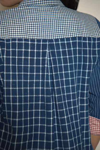 MORALFIBRE WABI SABI INDIGO SHIRT WITH MULTIPLE TEXTURES & WEAVE