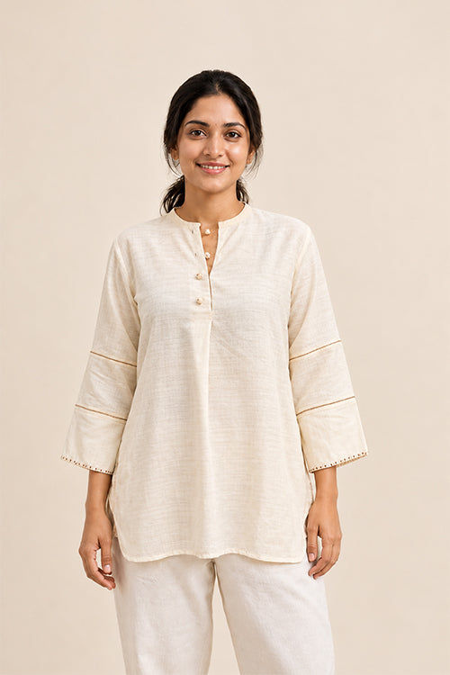 MORALFIBRE CREAM  MATKA  SILK TUNIC