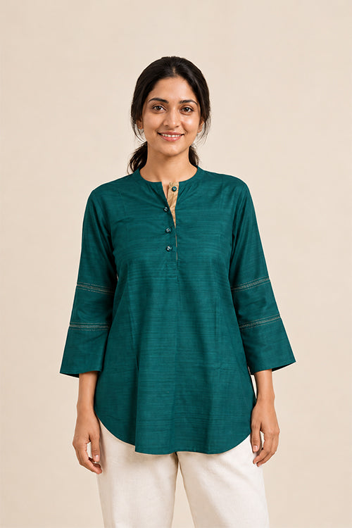 MORALFIBRE GREEN  MATKA SILK TUNIC