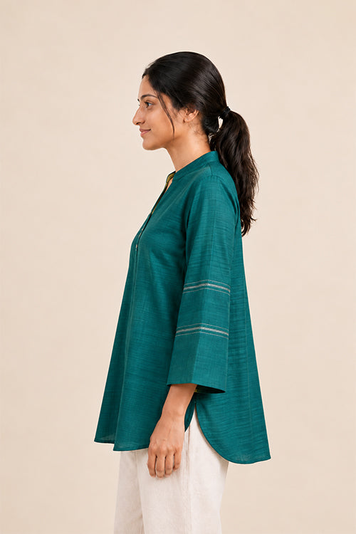 MORALFIBRE GREEN  MATKA SILK TUNIC