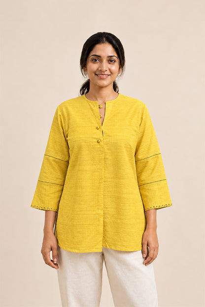 MORALFIBRE MUSTARD  MATKA SILK TUNIC