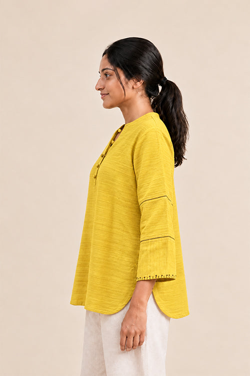 MORALFIBRE MUSTARD  MATKA SILK TUNIC
