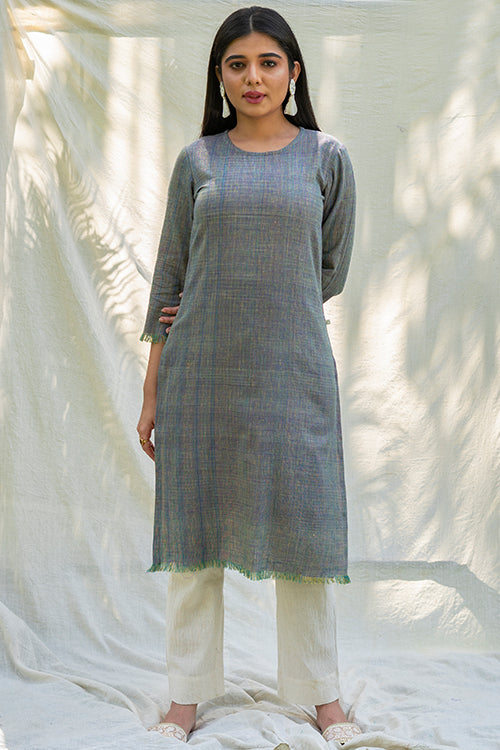 MORALFIBRE SHADES OF MIX YARN DYED RAW EDGED TUNIC