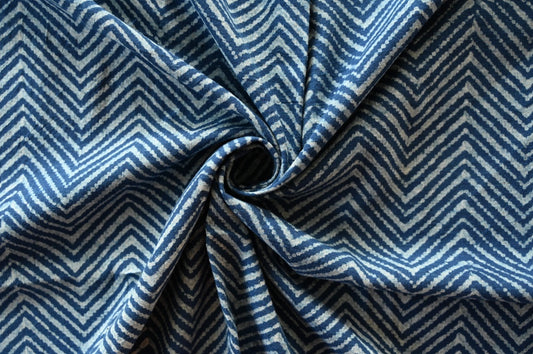 Indigo Hand Block Print - Zigzag Pattern
