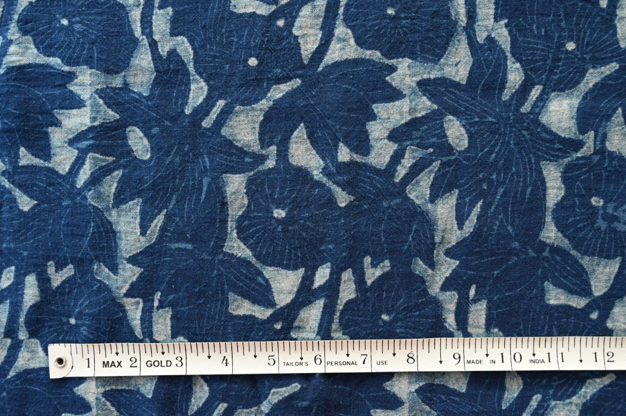 Indigo Hand Block Print - Lotus Pond Pattern