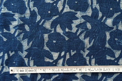 Indigo Hand Block Print - Lotus Pond Pattern