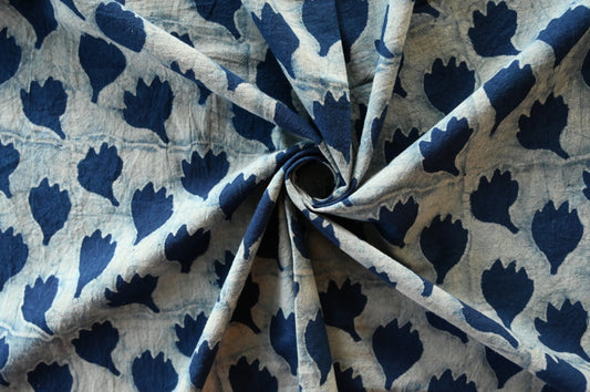 Indigo Hand Block Print - Buds Motif