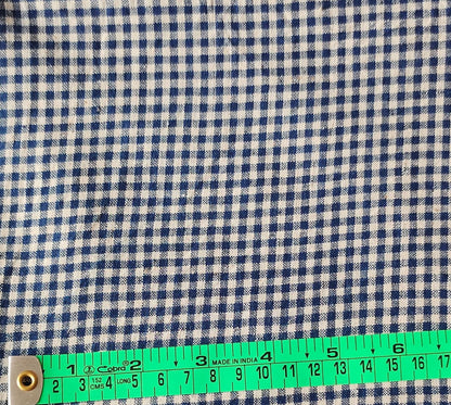 MORALFIBRE 100% Cotton handspun handwoven Blue and Cream Organic Checks fabric