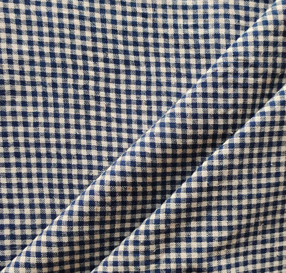 MORALFIBRE 100% Cotton handspun handwoven Blue and Cream Organic Checks fabric