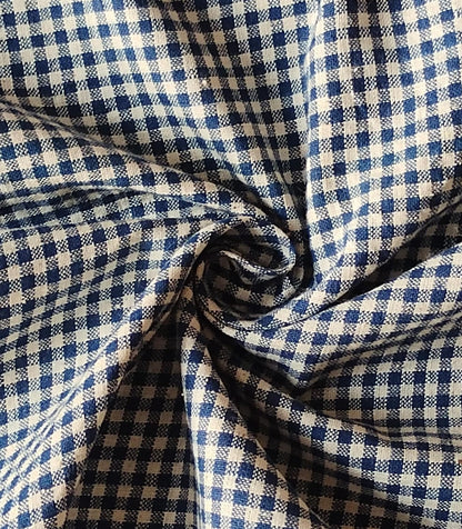 MORALFIBRE 100% Cotton handspun handwoven Blue and Cream Organic Checks fabric
