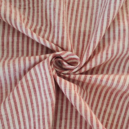 MORALFIBRE 100% Cotton handspun handwoven Red and Cream thin fabric