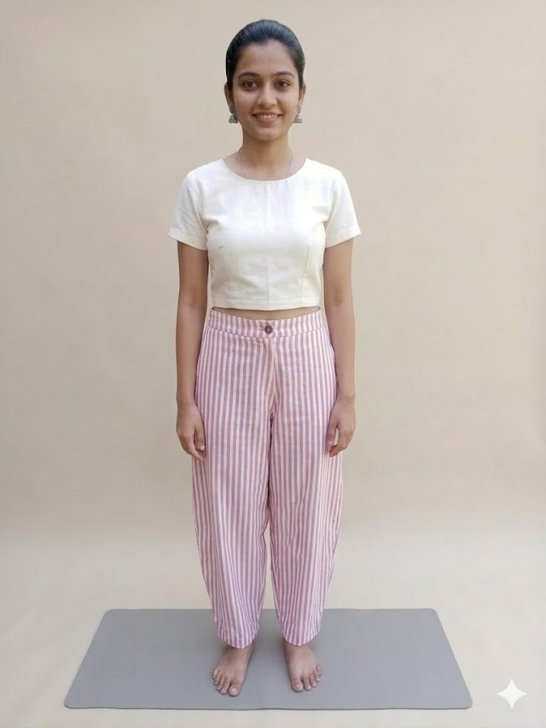 MORALFIBRE’s Red & white stripes ankle pants